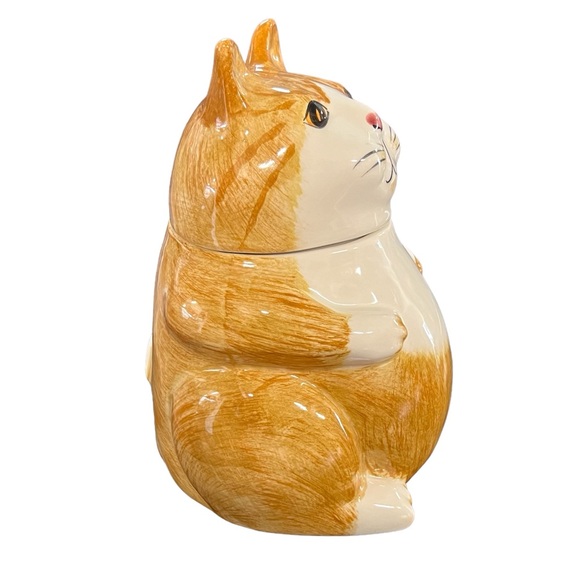 N. S. Gustin Co. Hand Decorated Tabby Cat Cookie Jar Hand Decorated Made U.S.A. - Picture 5 of 12
